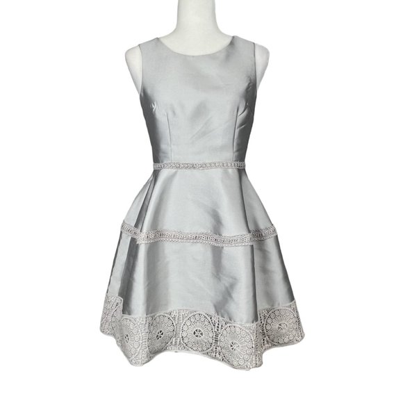 Maniju Dresses & Skirts - Maniju Womens Gray Sleeveless Cocktail Dress Fit Flare Satin Taffeta size Small